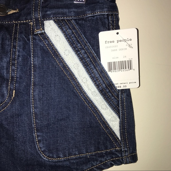 Free People Shorts Denim w/ White Eyelet NWT Sz 24 - Picture 3 of 6
