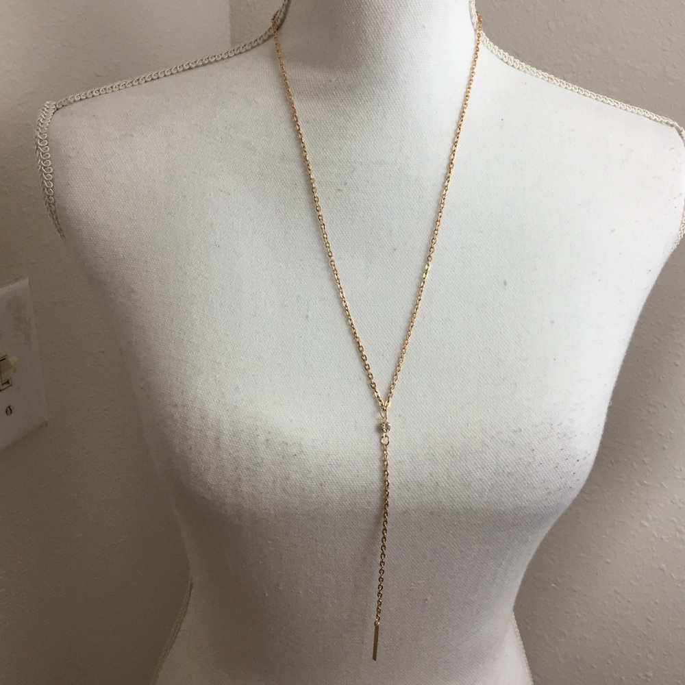 5 for $25 • Gold Bar & Diamond Drop Necklace