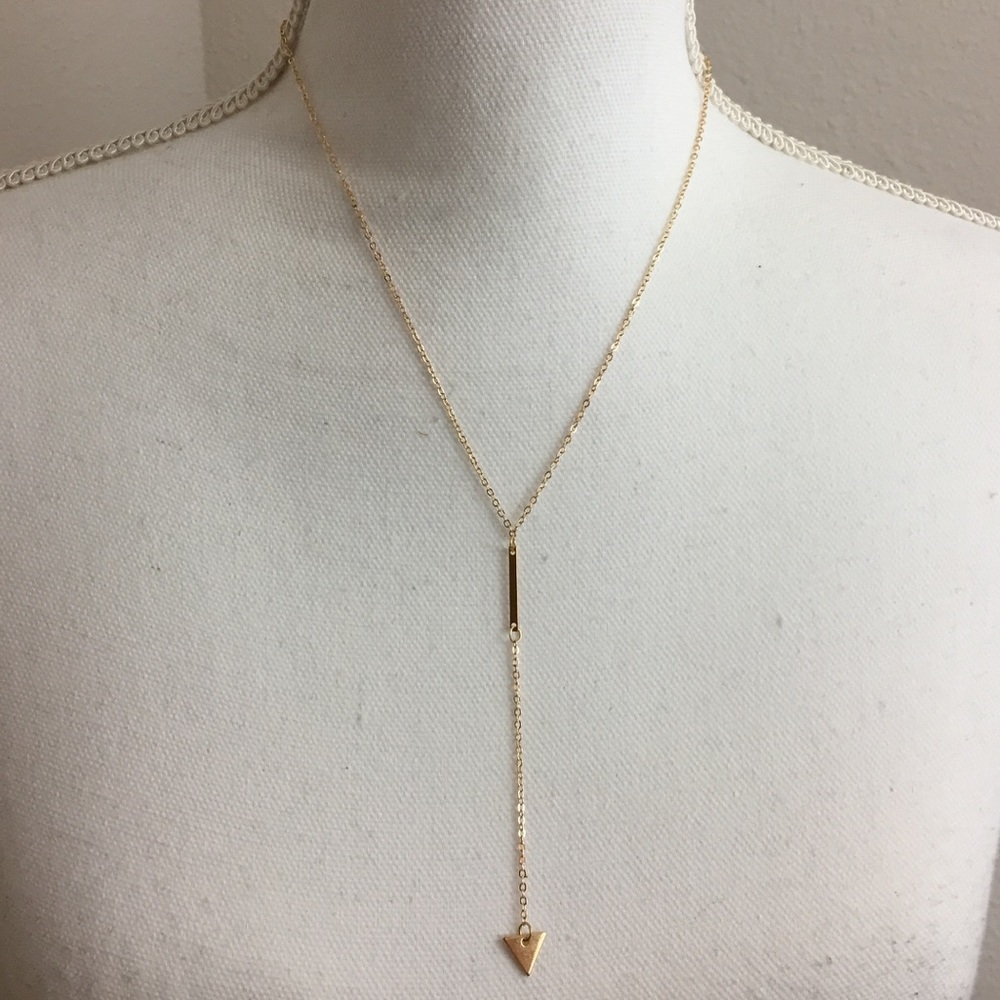 5 for $25 • Dainty Gold Triangle Drop Necklace