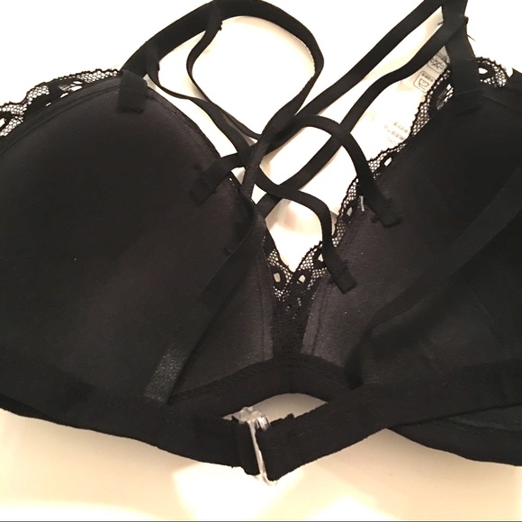 💋BLACK LACE CAGGED PADDED BRALETTE FITS 32-24A/B - Picture 6 of 6