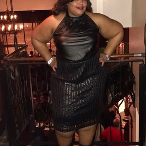 Eloquii, Faux leather bodysuit & pencil skirt