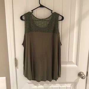 BoHo Olive Green Top