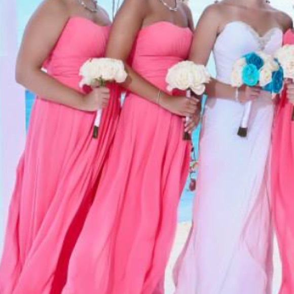 Bill Levkoff chiffon strapless bridesmaids dress - Picture 2 of 4