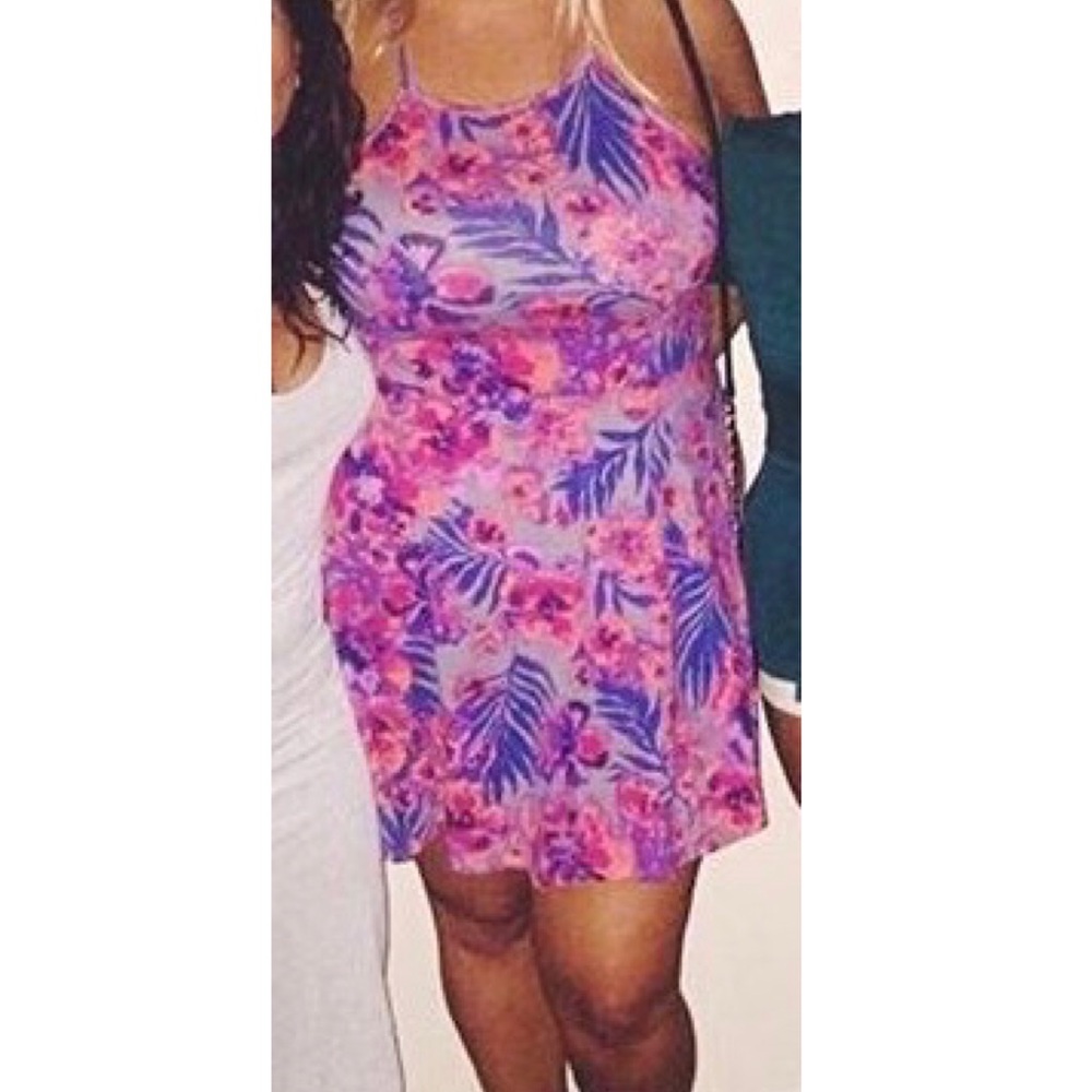 Flower print sleeveless A line dress!