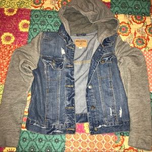 Hollister Jean Jacket Sweatshirt Hood and Sleeves
