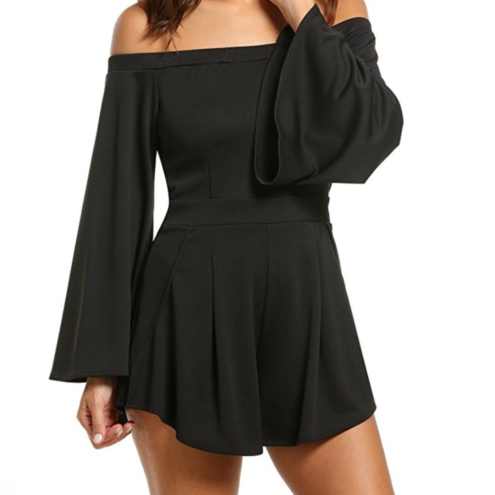 NEW Cold Shoulder Romper Flare Bell Sleeve