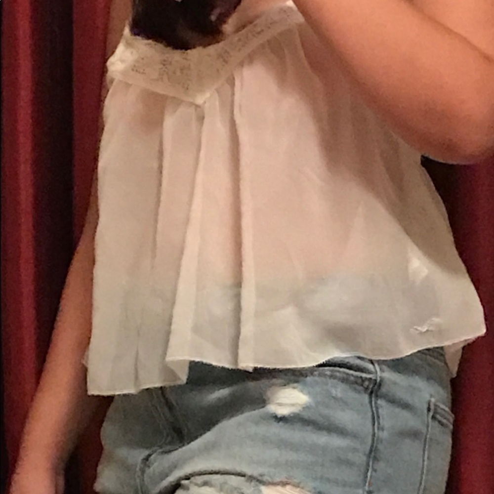 Hollister White Sheer Spaghetti Strap Top