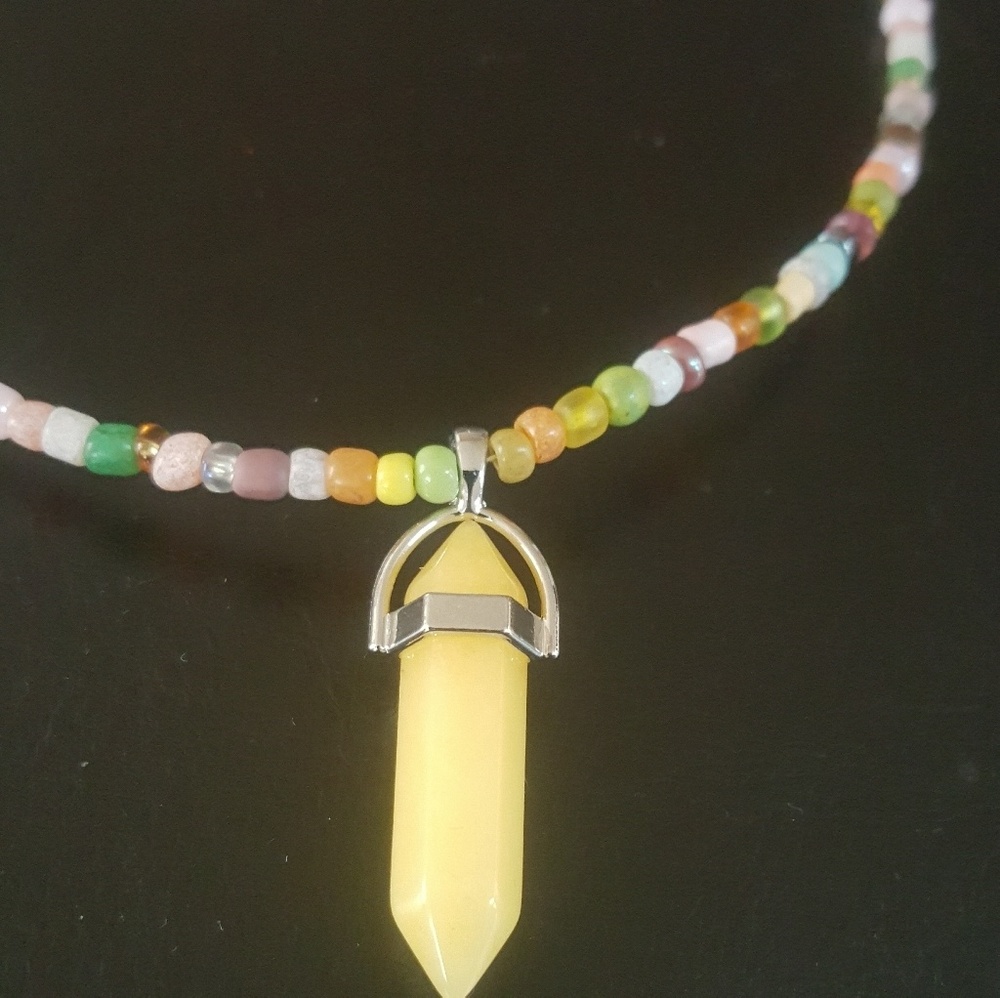 Yellow crystal charm necklace