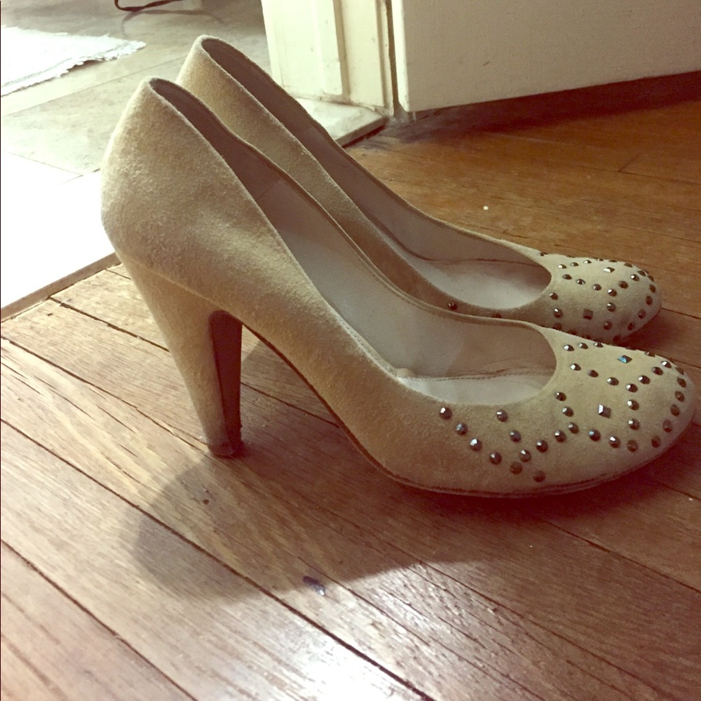 Té Casanova real suede heels with sparkle toe