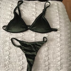 Cami Velvet String Thong Bikini Set
