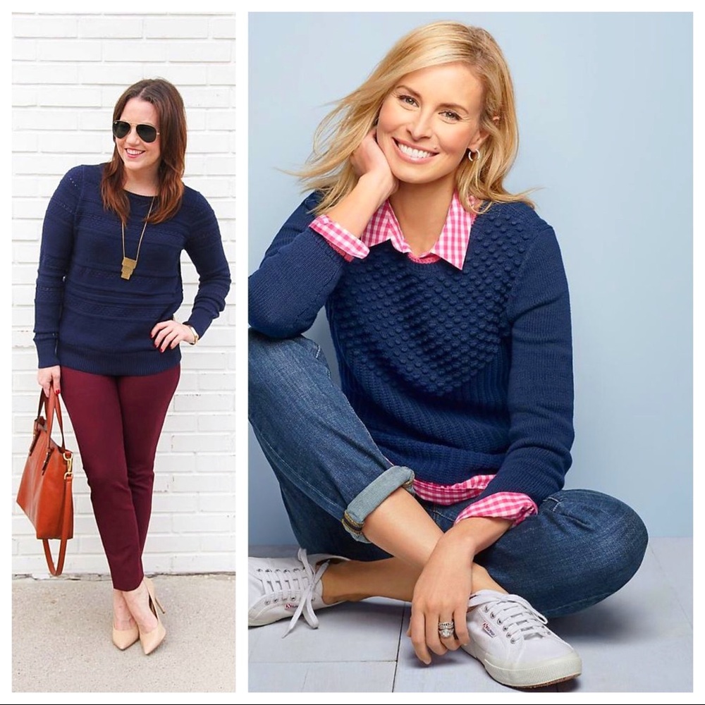 [Talbots] Navy Blue Cable Knit Sweater