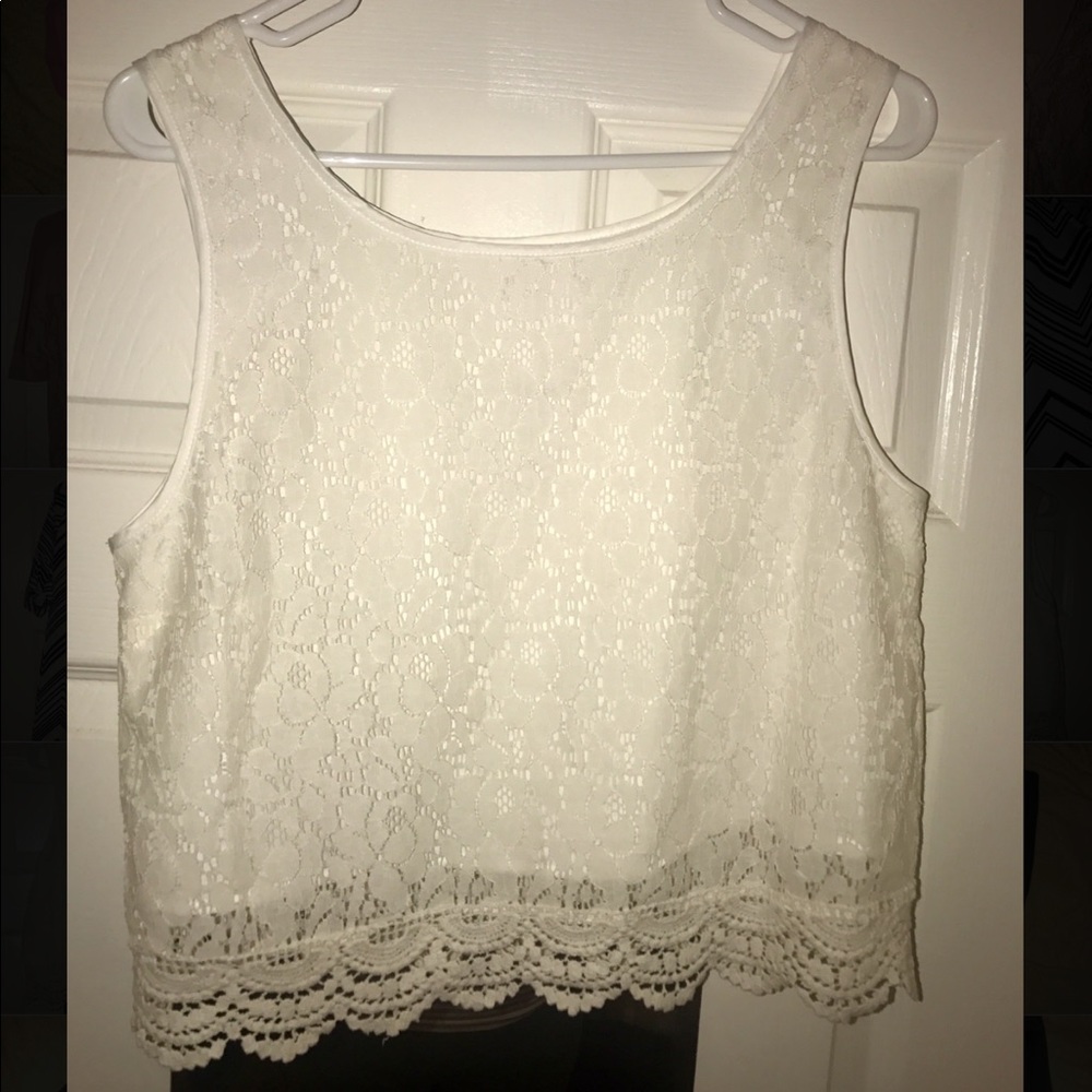 Never worn! With tag, White Lace Crop Top