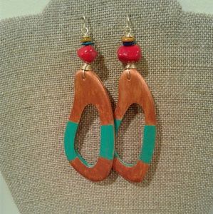 Beaded Wood Earrings
