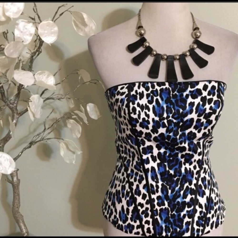 White House black market cheetah corset top