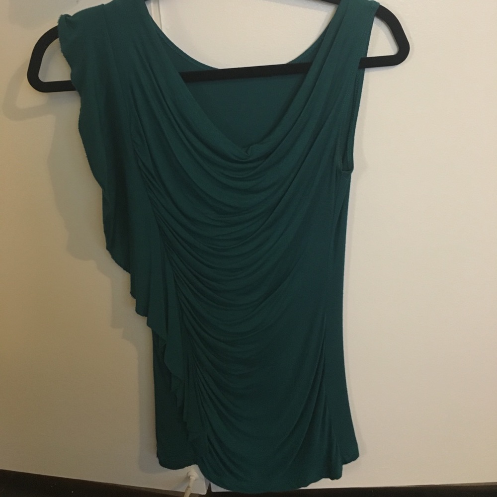 Teal one shoulder blouse