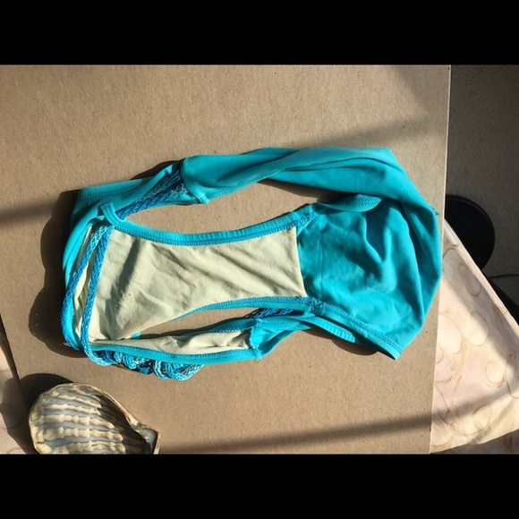 Boho bikini bottom Jr L 11/13 belt blue green aqua - Picture 10 of 15