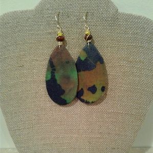 Camouflage Fabric Beaded Earrings