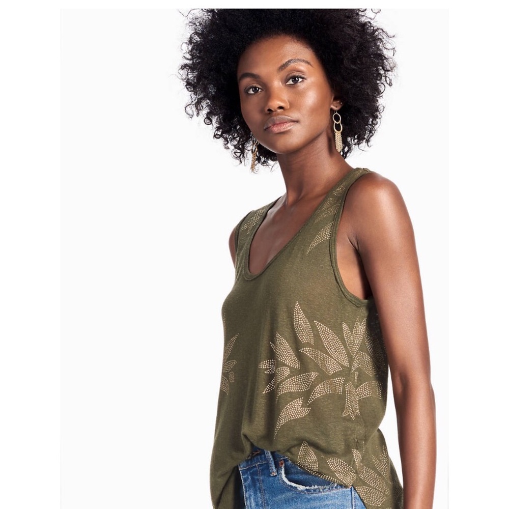 NWT Lucky Brand Sheer Metallic Leaf Tank
