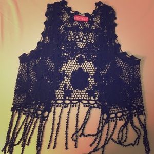 Black crocheted vest
