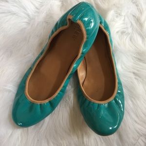 J.Crew Emma Patent Leather Ballet Flats Aqua Sz 9
