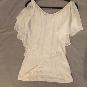 Flowing white ruffle top