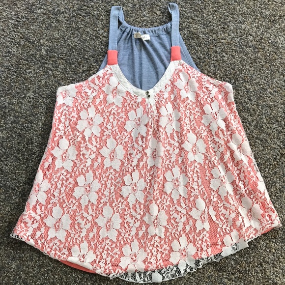 Rewind Tops - REWIND Adorable Layered Lace Top GUC