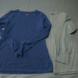 TWO SOLID LONG SLEEVE SHIRTS. SOFT COTTON.