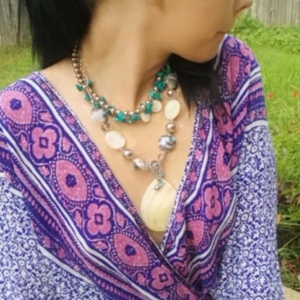 Handmade Boho Beaded necklace - Picture 5 of 5