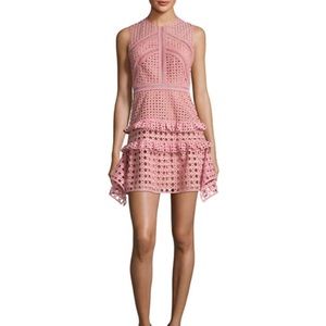 Self Portrait Crosshatch Frill Mini Dress