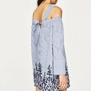 Zara striped off the shoulder dress