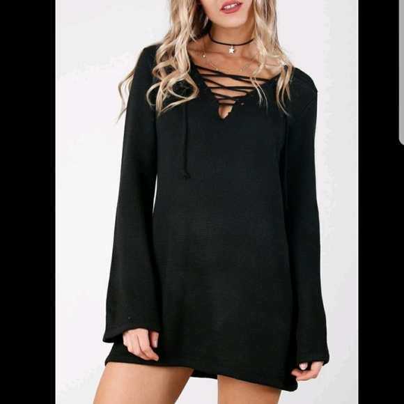 The KYLIE Lace Up Black Dress - Picture 2 of 2