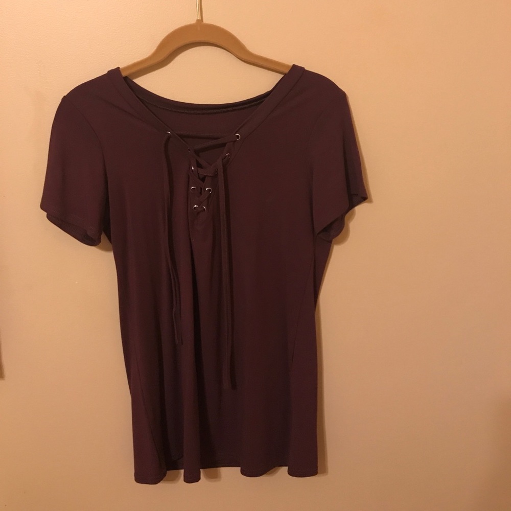 Maroon lace up shirt