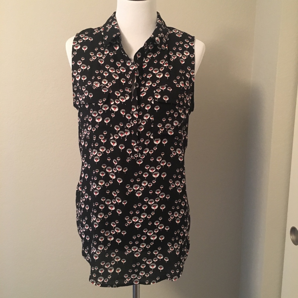 LOFT Black, White, and Coral Tank - Sz L
