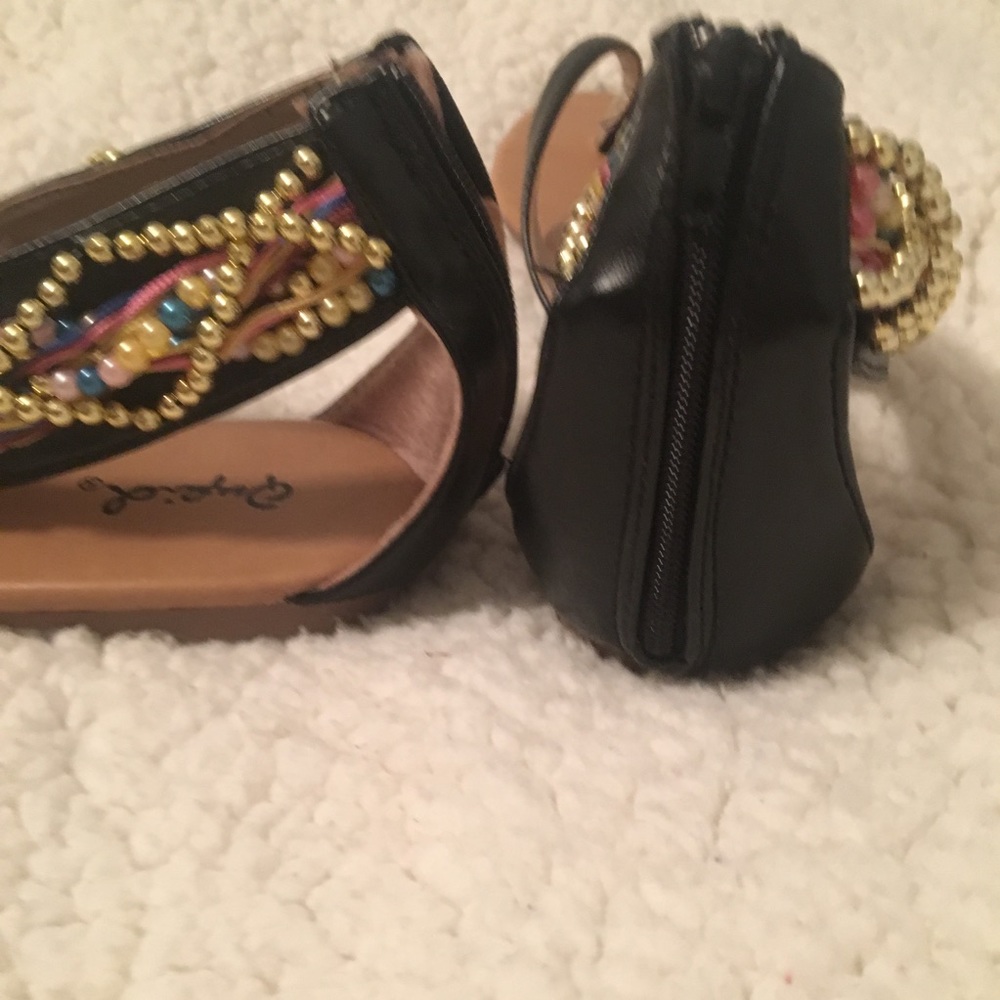 Black Beaded Sandals - Picture 3 of 4
