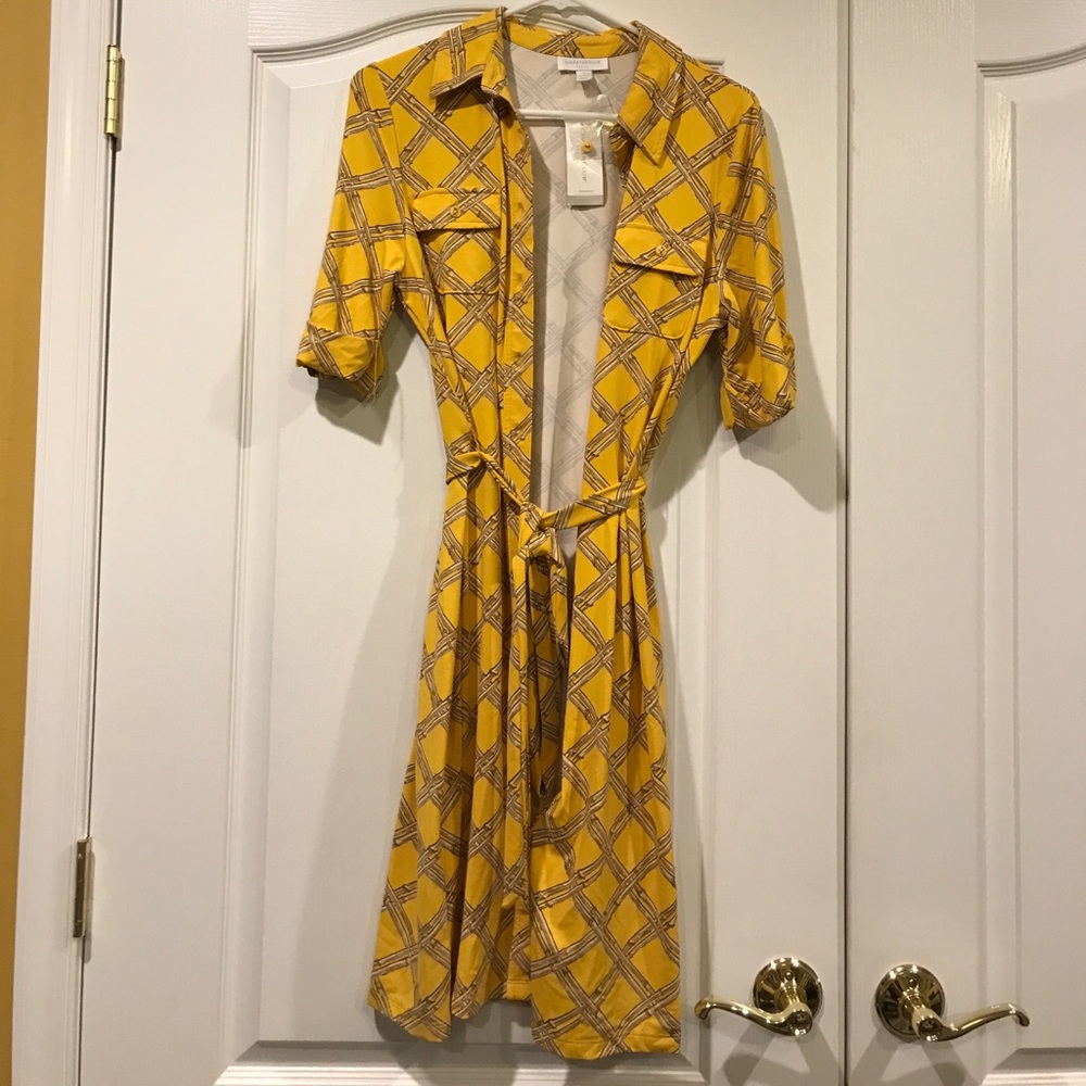 Yellow belted dress