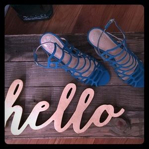 Vince Camuto Strappy Turquoise Heels