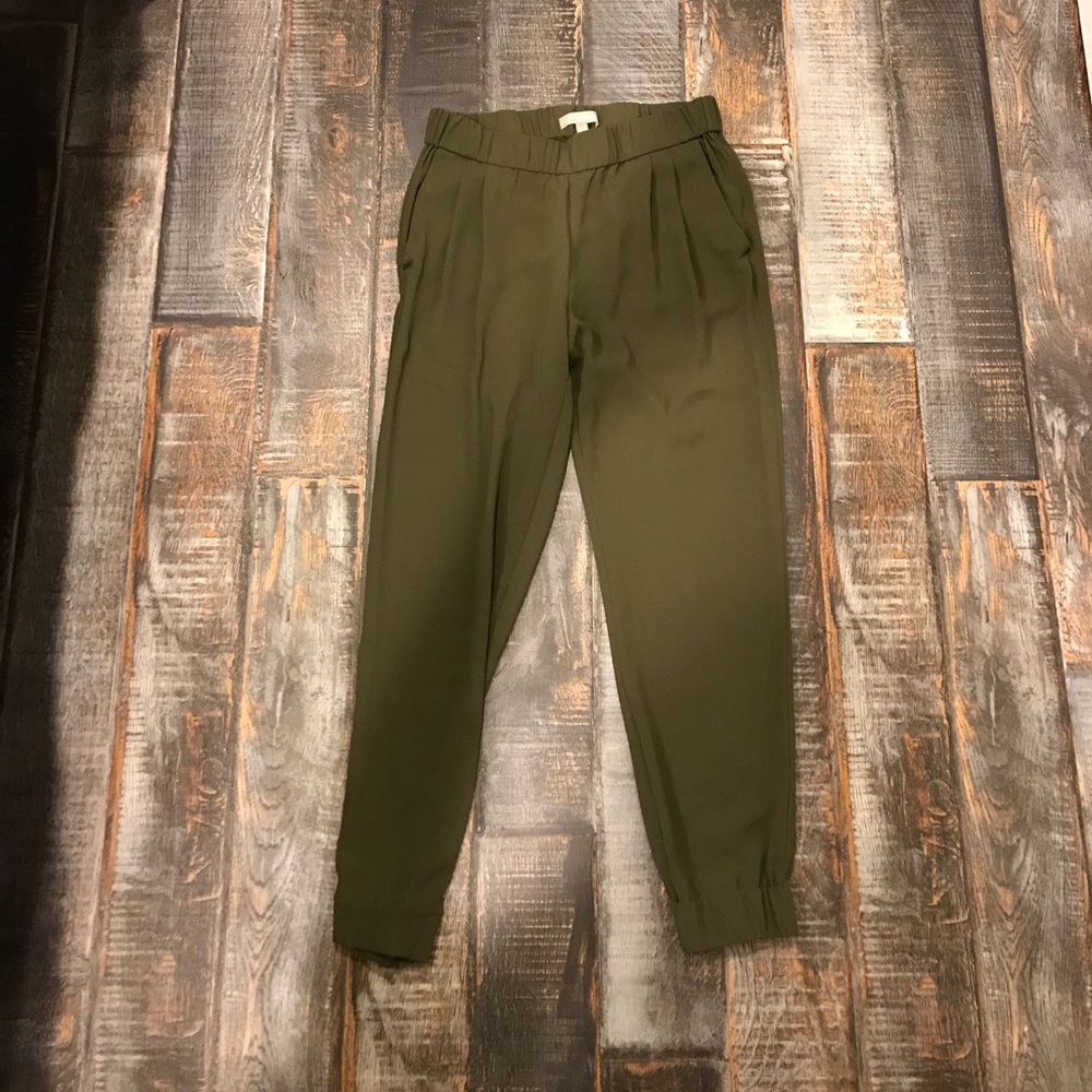Never worn olive green silky jogger pants