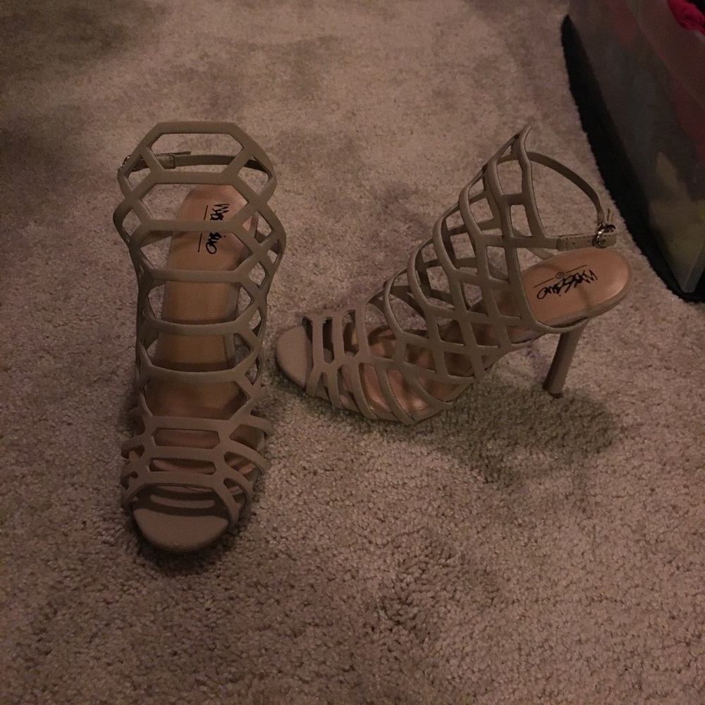 Nude/beige strappy heels
