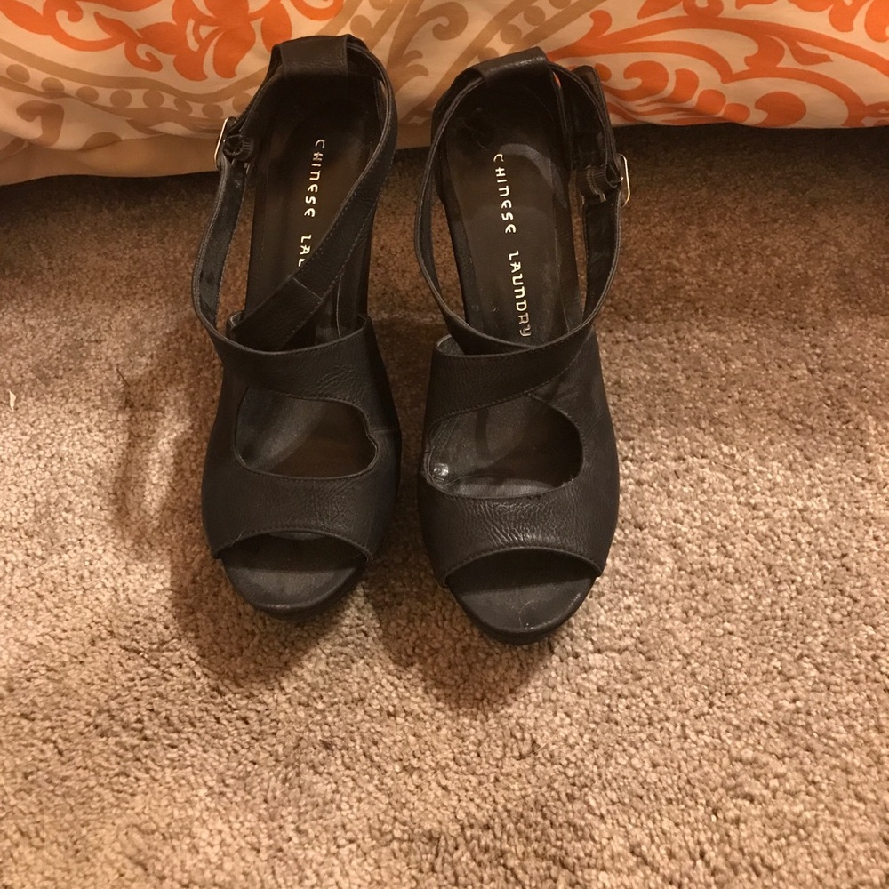 All black high heel shoes