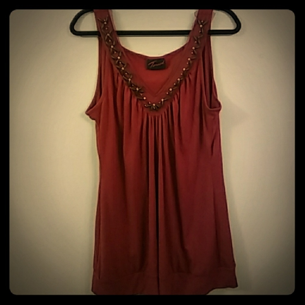 Torrid Sleveless Beaded Deep V-Neck Top Size 2