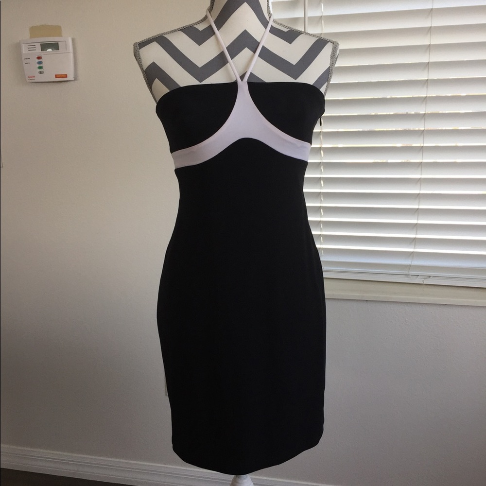 Laundry Black with White Accents Halter Dress