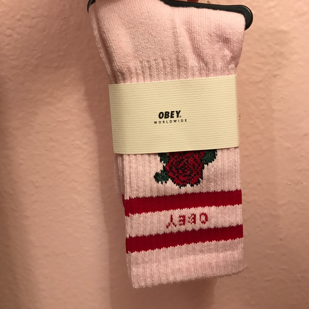 Obey Borden Socks Pale Pink one size fits most