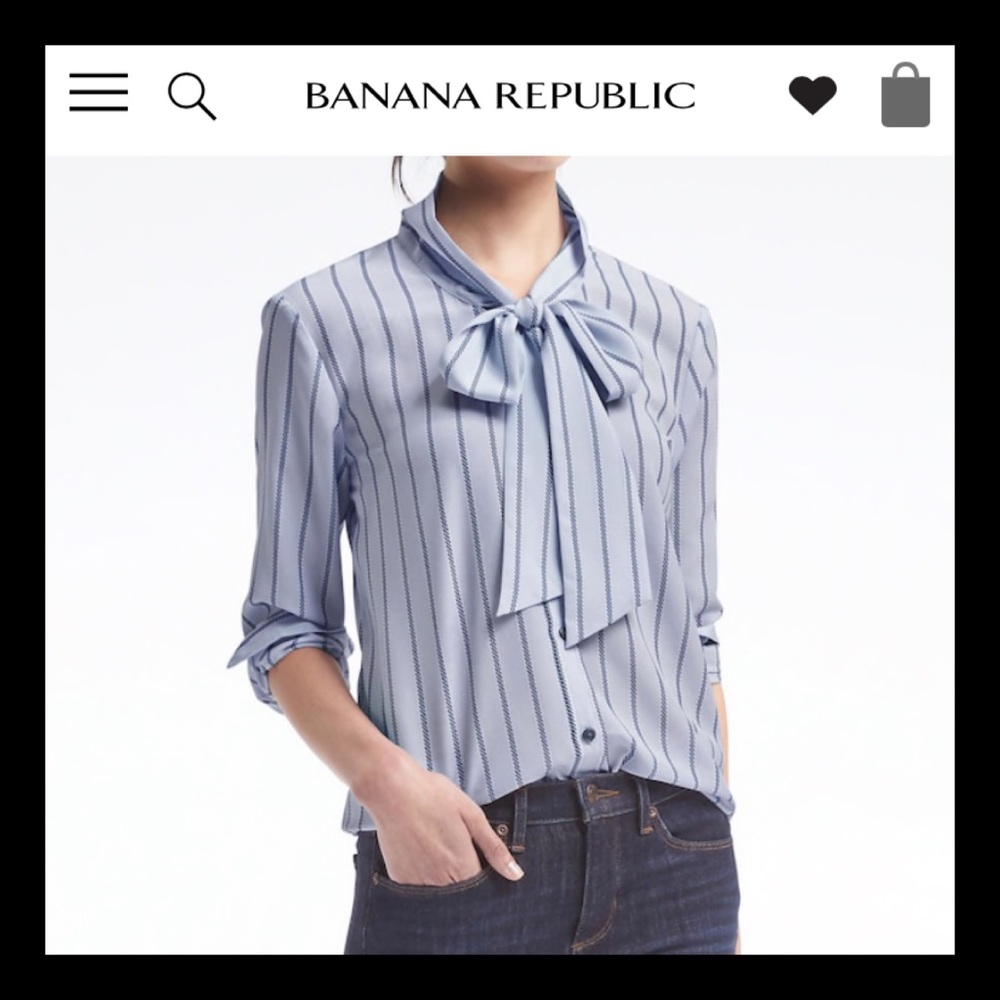 Banana Republic Dillon Stripe Tie Neck Top NWT SM