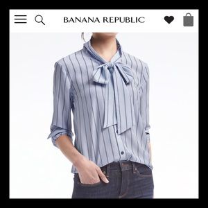 Banana Republic Dillon Stripe Tie Neck Top NWT SM
