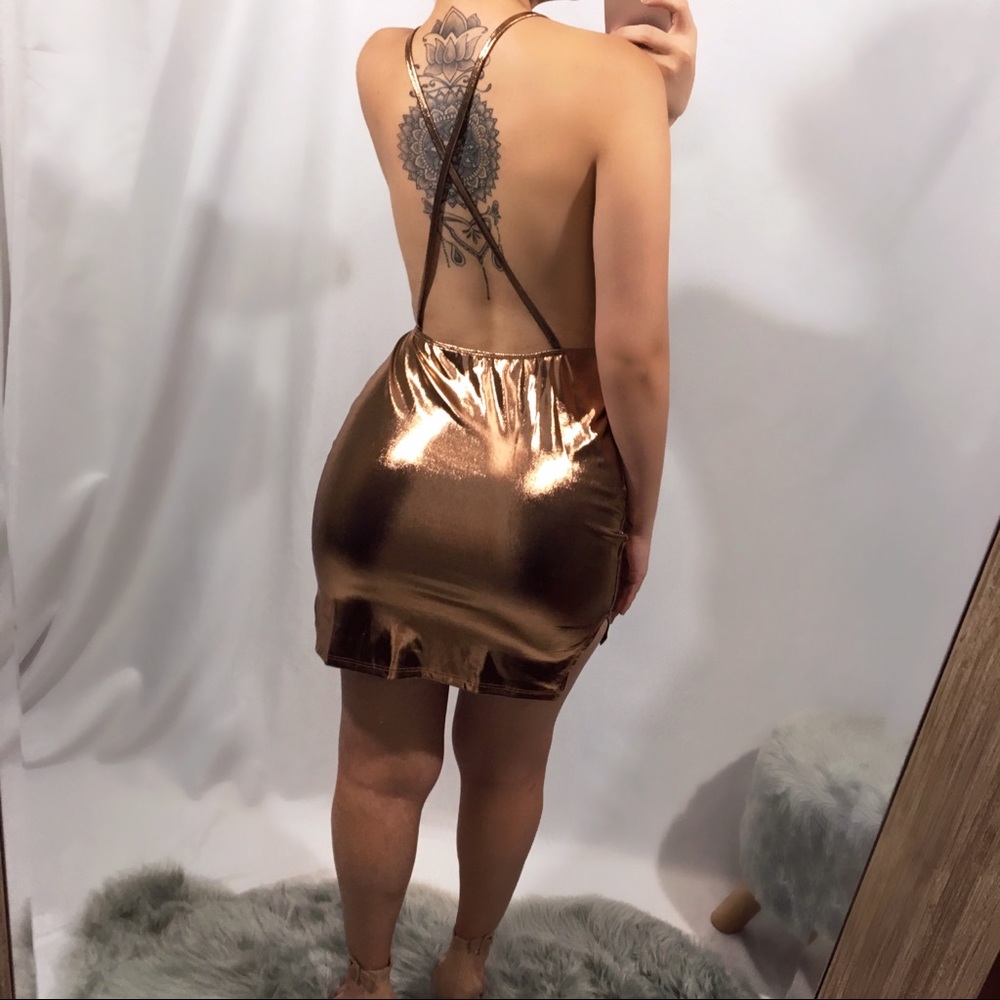 TWO LEFT Natalia Metallic Drape Mini Dress - Picture 4 of 7