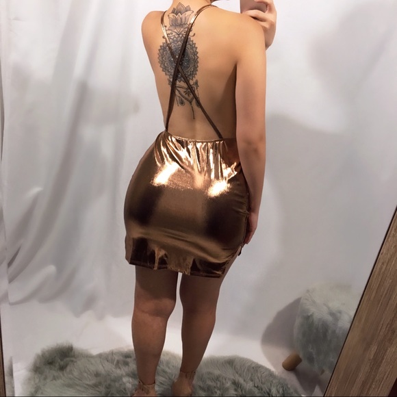 TWO LEFT Natalia Metallic Drape Mini Dress - Picture 4 of 7