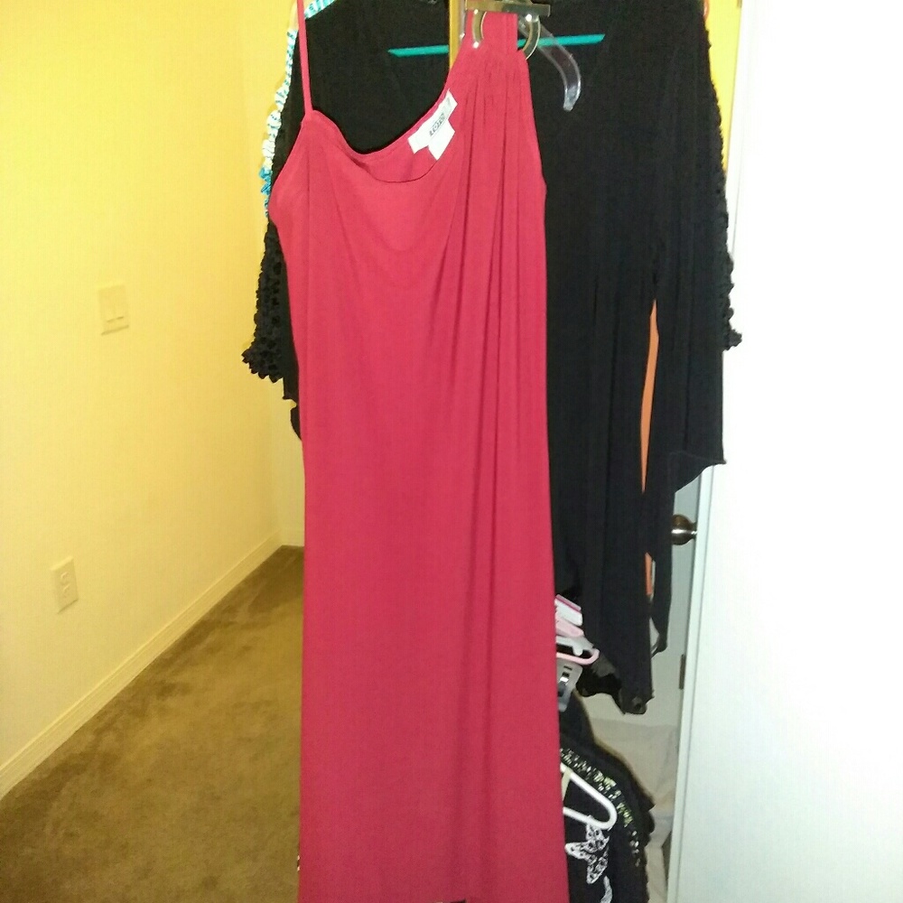 Beautiful red dress with shark bite hem