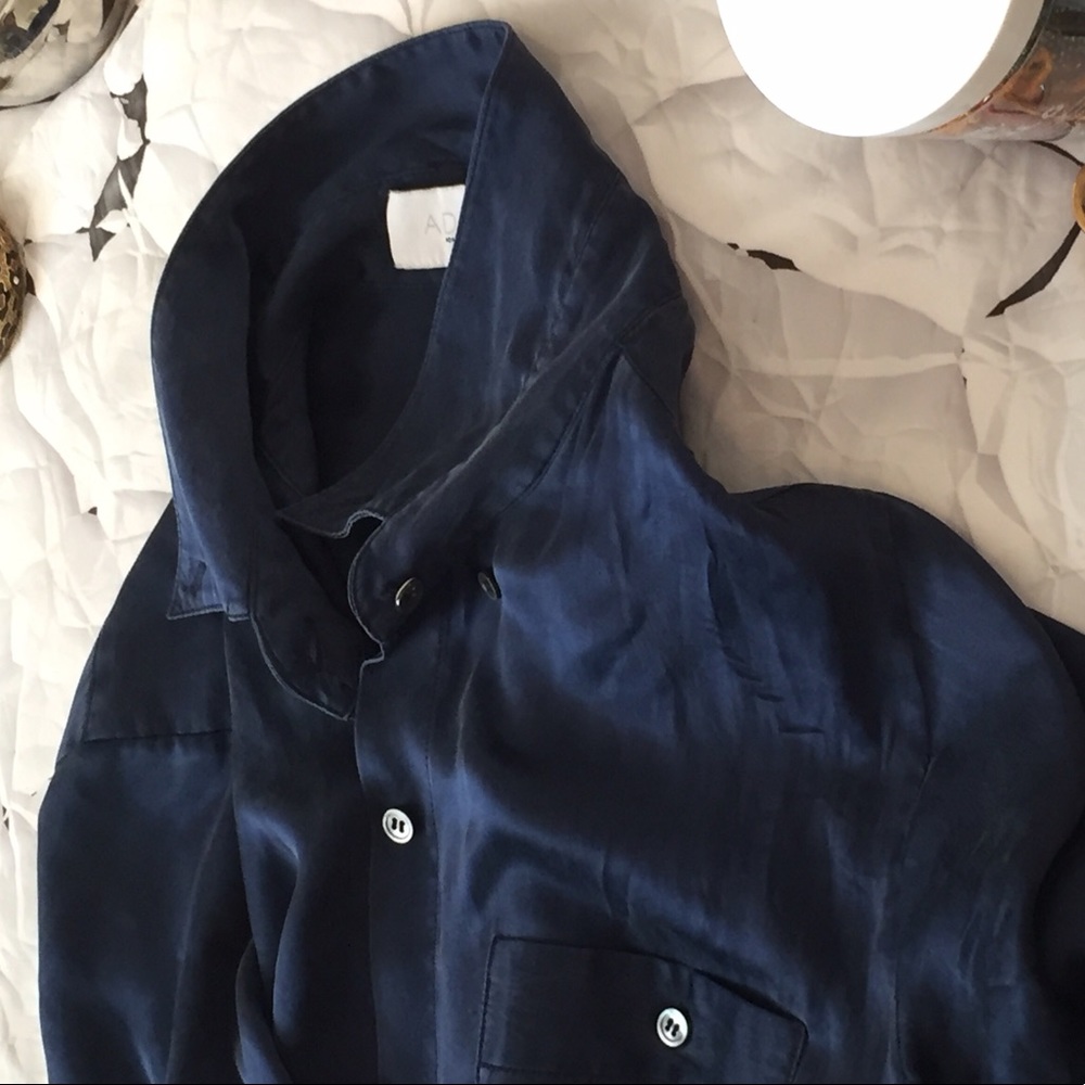 To come: Adam blue silk dress. Size 6.