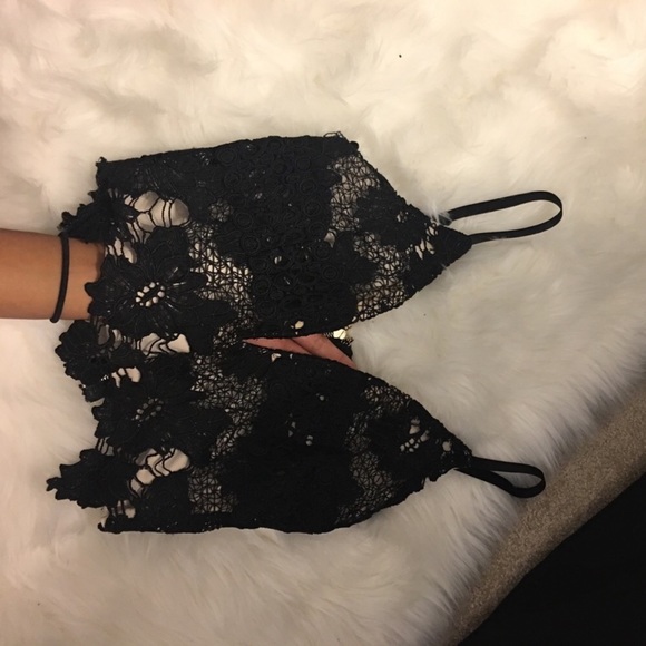 Fashion Nova Tops - Deep V-neck Lace Crop Top