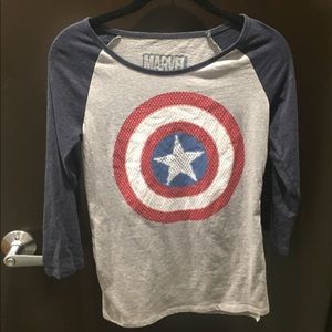Marvel Captain America Graphic Baseball Tee Shirt